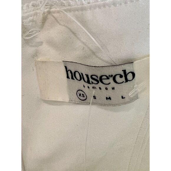 HOUSE OF CB Elia floral-print stretch-cotton midi dress in WHITE BRODERIE - XS - Picture 7 of 8